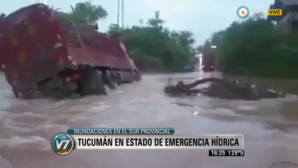 ERROR. La producción periodística del noticiero de la TV Pública se confundió de inundación. CAPTURA DE VIDEO