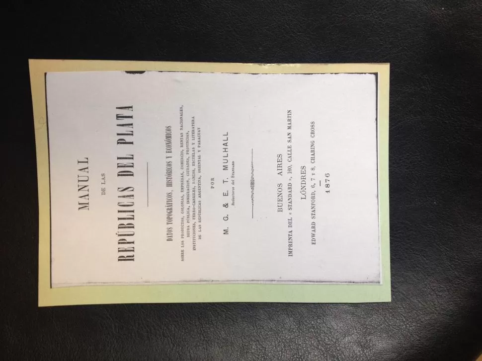 LA TRADUCCION. Portada de las versión castellana, editada en 1876, del “Handbook” de los Mulhall. la gaceta / archivo