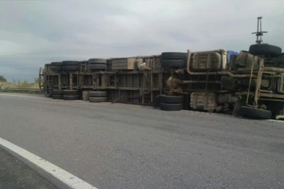 Un camión volcó en la ruta 38