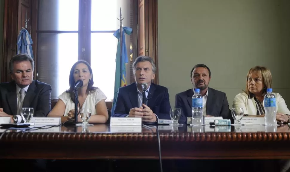 ANUNCIO. Macri presentó a Eugenia Vidal como candidata a gobernadora. dyn