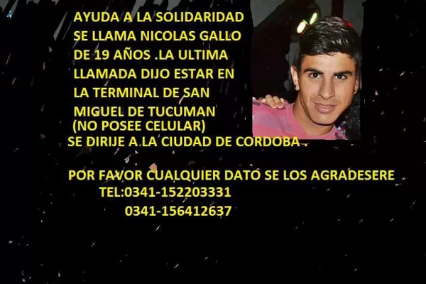 Buscan a un joven que habría desaparecido en Tucumán
