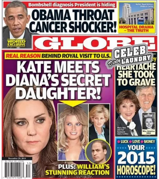 LA PORTADA. “The Globe” publica la imagen de la que sería Sara, la hija de Lady Di. 