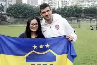 Gigliotti calentó la previa del River-Boca desde China