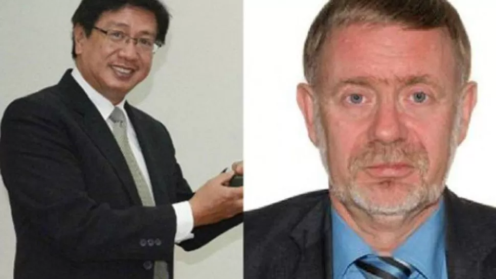 DIPLOMÁTICOS. Los embajadores de Noruega, Leif H Larsen, y de Filipinas, Domingo D Lucenario Jr, fallecidos en el siniestro en Paistán. REUTERS