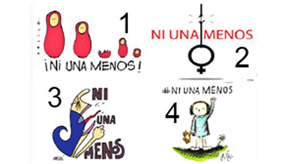 CON TINTA. Bernardo Erlich, Costhanzo, Jorge Tesán y Liniers son algunos de los dibujantes que se sumaron a la campaña #NiUnaMenos. FOTO DE PAGINA12.COM.AR