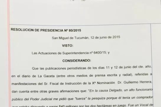 Gandur ordena que se investigue la denuncia de Herrera contra vocales de la Corte