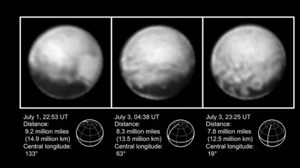 Las misteriosas manchas de Plutón, tomadas por la sonda New Horizons