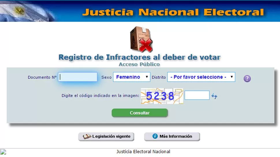 CAPTURA DE PANTALLA JUNTA NACIONAL ELECTORAL.