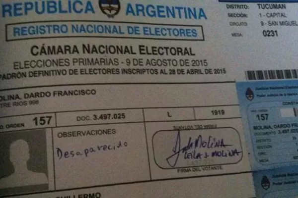 Los desaparecidos aún no figuran con esa condición en los padrones