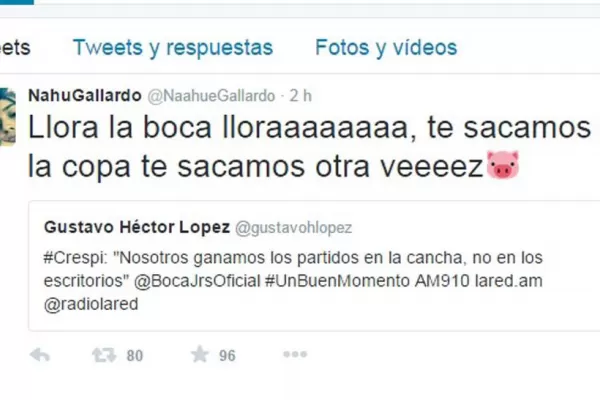 El hijo de Gallardo se burló de Crespi y de Boca