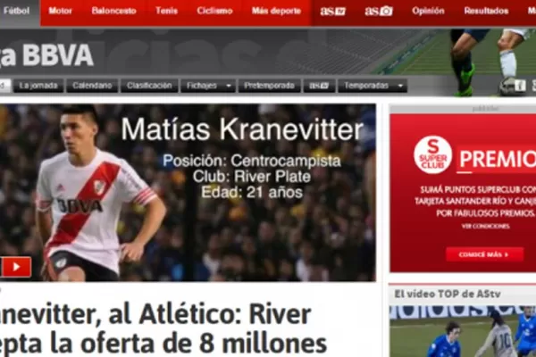 En España ya anuncian a Kranevitter como jugador de Atlético Madrid