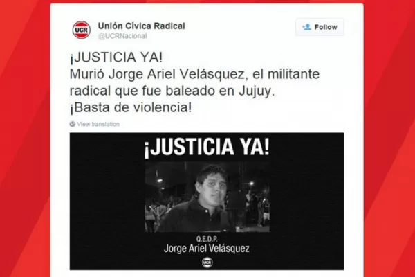 Jujuy: murió un militante radical que había sido baleado cuando pegaba carteles