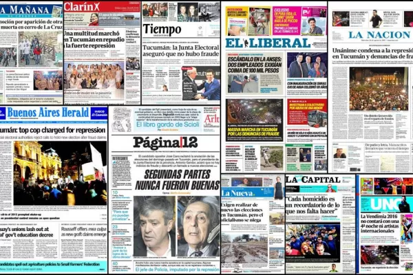 Por segundo día, Tucumán ocupa las portadas de los diarios del país