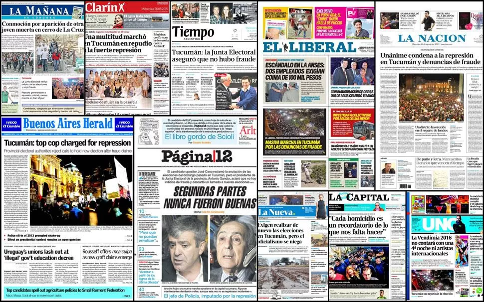 Por segundo día, Tucumán ocupa las portadas de los diarios del país