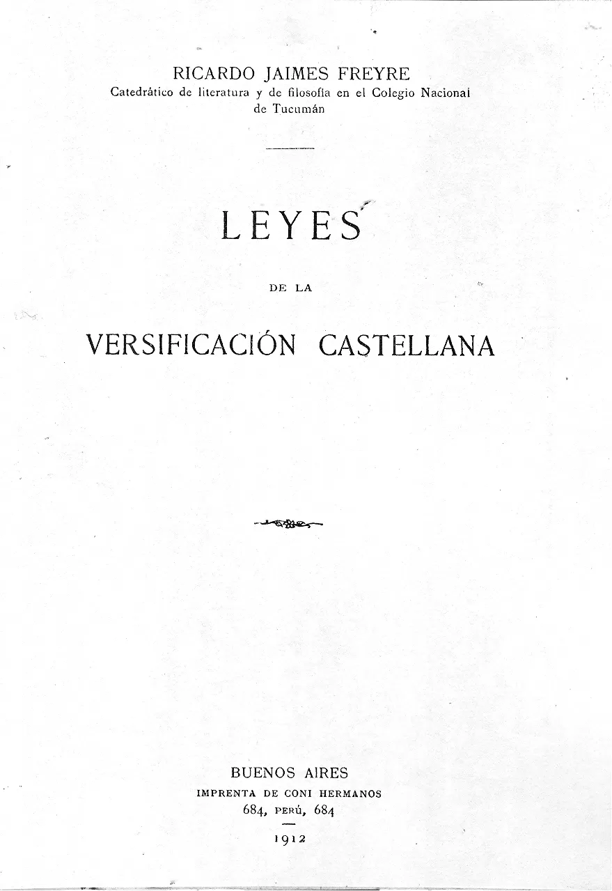 REDACTADO EN TUCUMAN. Portada del ensayo de Ricardo Jaimes Freyre, que editó la imprenta porteña Coni en 1912. la gaceta / archivo