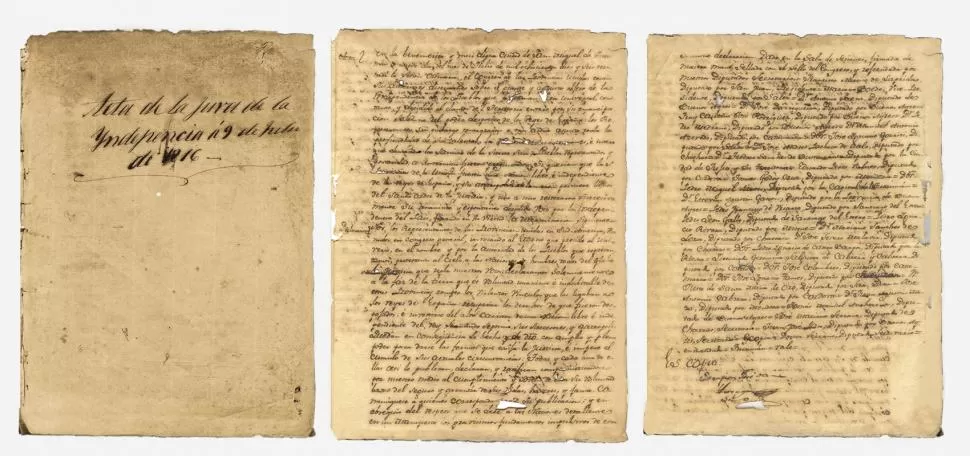 LA COPIA ORIGINAL. El documento que recibió Descole es un manuscrito de tres folios independientes escritos en ambas caras. Gentileza Sara Peña de Bascary.