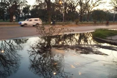 Una cloaca frente al Parque lleva medio año destapada