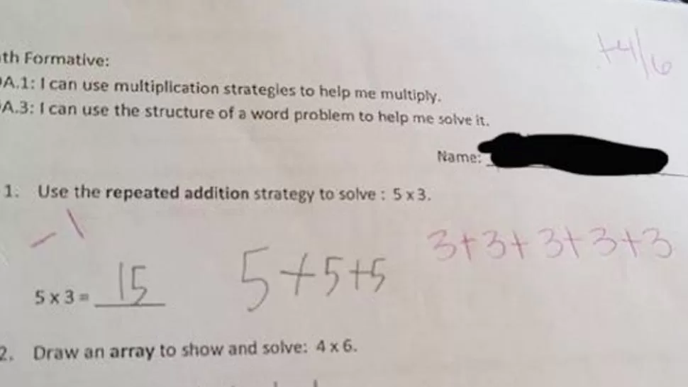 Polémica: una profesora asegura que “3x5” no es lo mismo que “5x3”