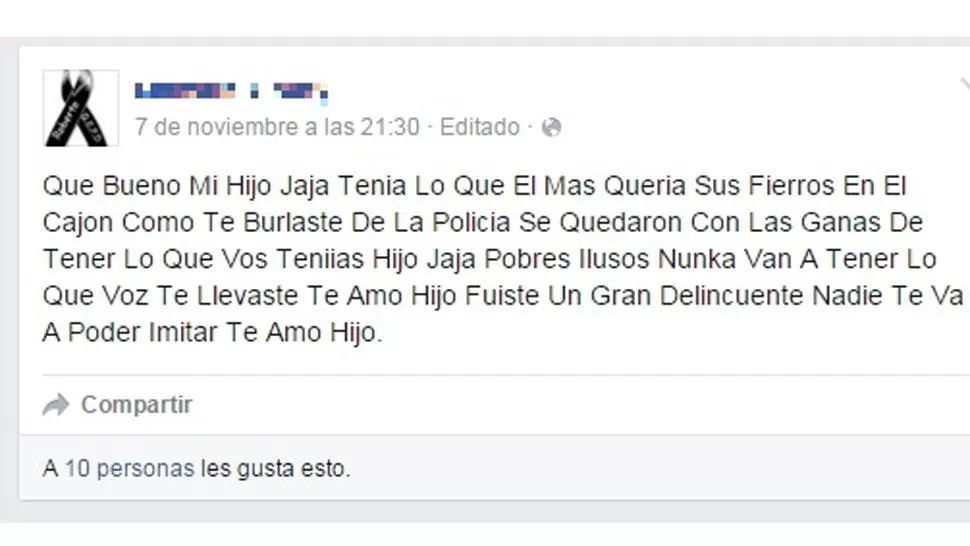 La madre de un ladrón muerto: fuiste un gran delincuente