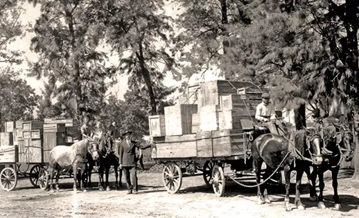LA ESTACIÓN EXPERIMENTAL. En 1915, carros con plantas llegan al establecimiento en cuya formación actuó León Caravaniez. la gaceta / archivo