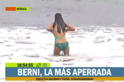 Captado por las cámaras: una periodista chilena perdió su bikini en vivo