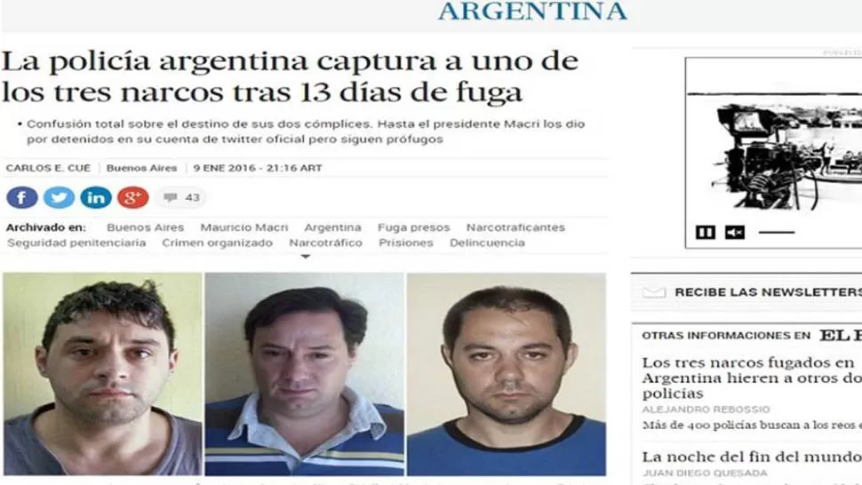 PORTADA. El diario español El País no pasó por alto las pistas falsas.