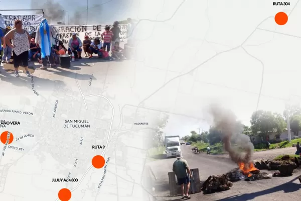 Este es el mapa de los piquetes que complican el tránsito en la ciudad