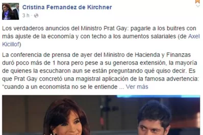 Cristina asegura que se viene el ajuste y la reducción de salarios