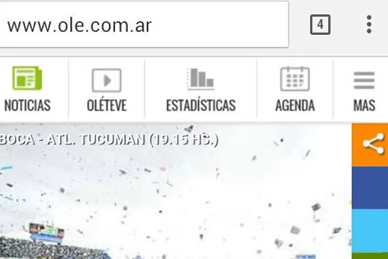 Olé.com.ar confundió a Atlético de Tucumán con Atlético de Rafaela. CAPTURA DE PANTALLA.