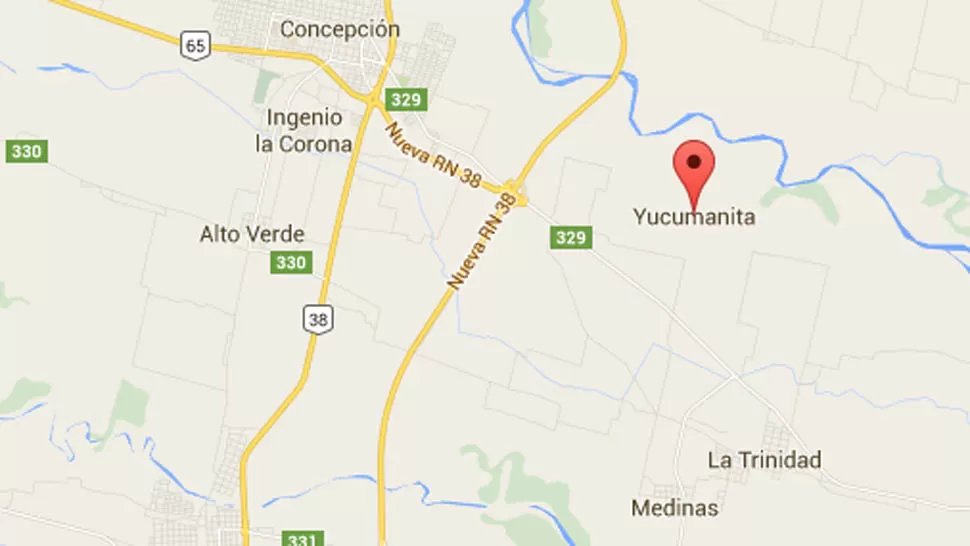 SUR TUCUMANO. Yucumanita está a 85 kilómetros al sur de San Miguel de Tucumán, IMAGEN TOMADA DE GOOGLE MAPS 