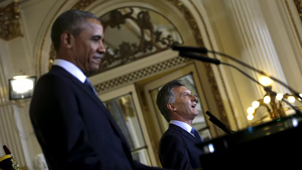 CONFERENCIA DE PRENSA. Barack Obama y Mauricio Macri hablaron en el Salón Blanco luego de la reunión privada que mantuvieron. REUTERS