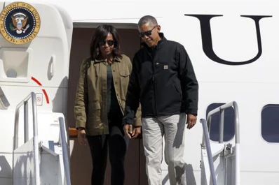 Obama llegó a Bariloche con su familia para descansar unas horas antes del retorno a EEUU