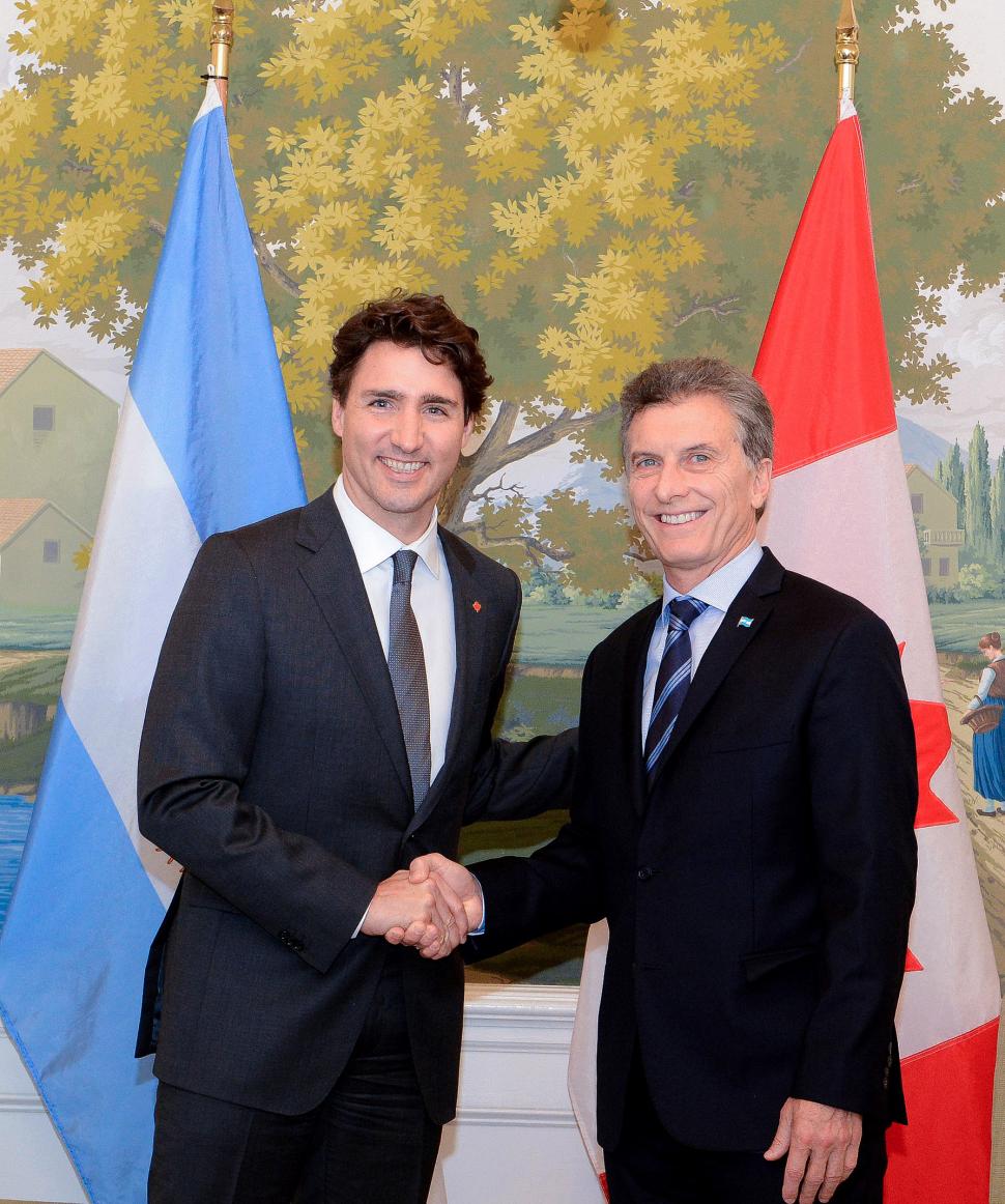 REUNIÓN BILATERAL. Macri ayer, junto al primer ministro canadiense. dyn