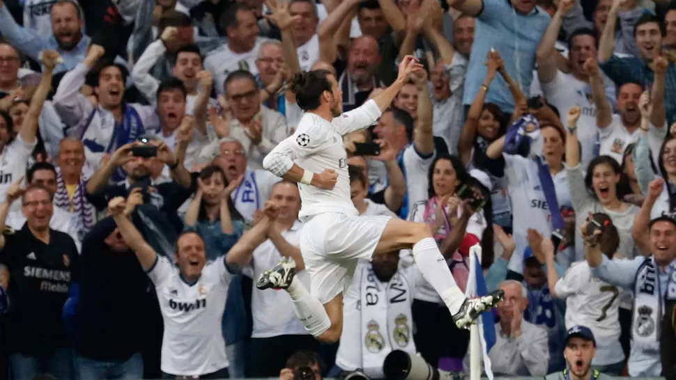GRITO FINALISTA. Bale anotó el único gol que le permitió a Real Madrid avanzar hasta la final de la Liga de Campeones. REUTERS