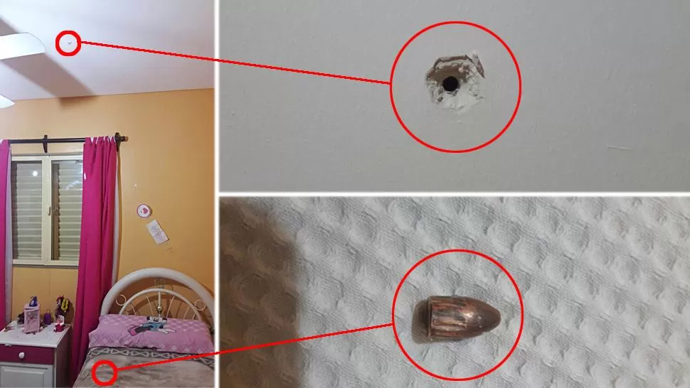 Lluvia de balas: un proyectil atravesó el techo de su casa y cayó en la cama de su hija