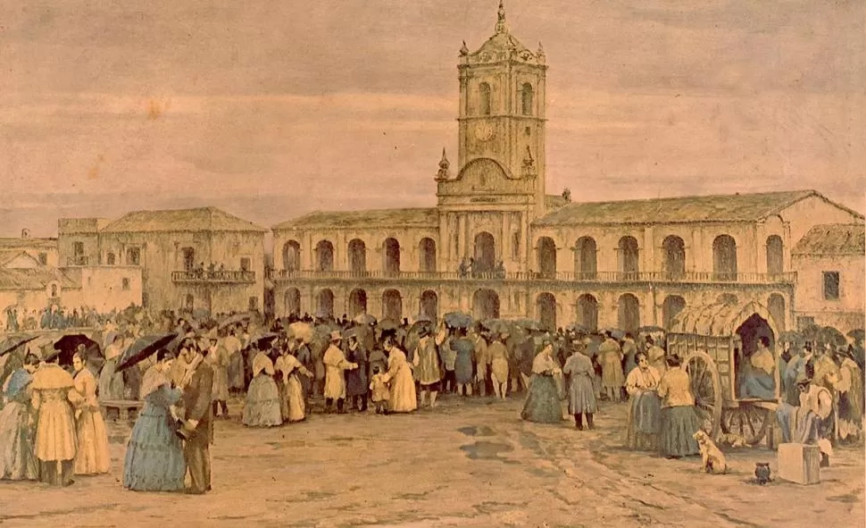 25 DE MAYO DE 1810. En su sexto aniversario, el mal tiempo obligó al Congreso de Tucumán a posponer la celebración para el día siguiente. 