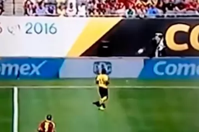 Video: un pelotazo sin peligro volteó a un camarógrafo