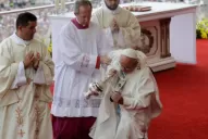Video: la caída del papa Francisco durante una misa en Polonia