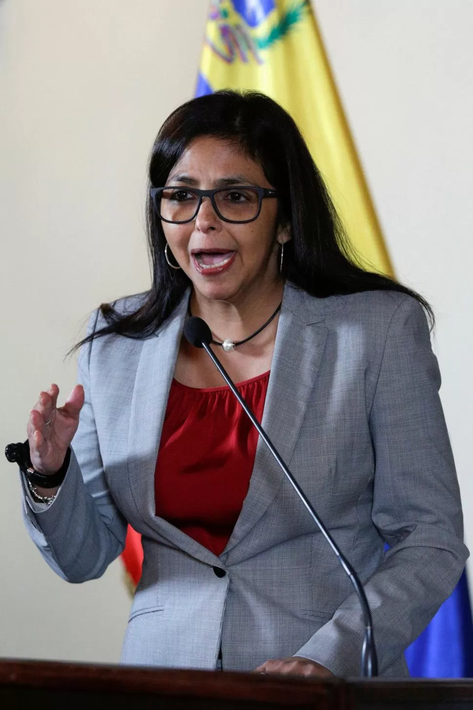 ATAQUE. La canciller Delcy Rodríguez lanzó fuertes conceptos contra los gobiernos argentino y paraguayo. Reuters