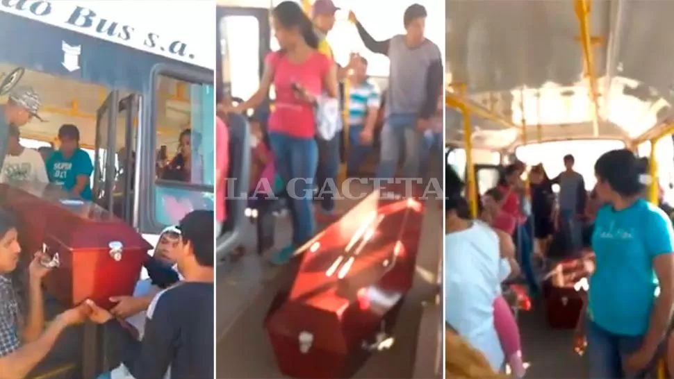 Video: llevaron un ataúd en un colectivo porque se quedó el coche fúnebre