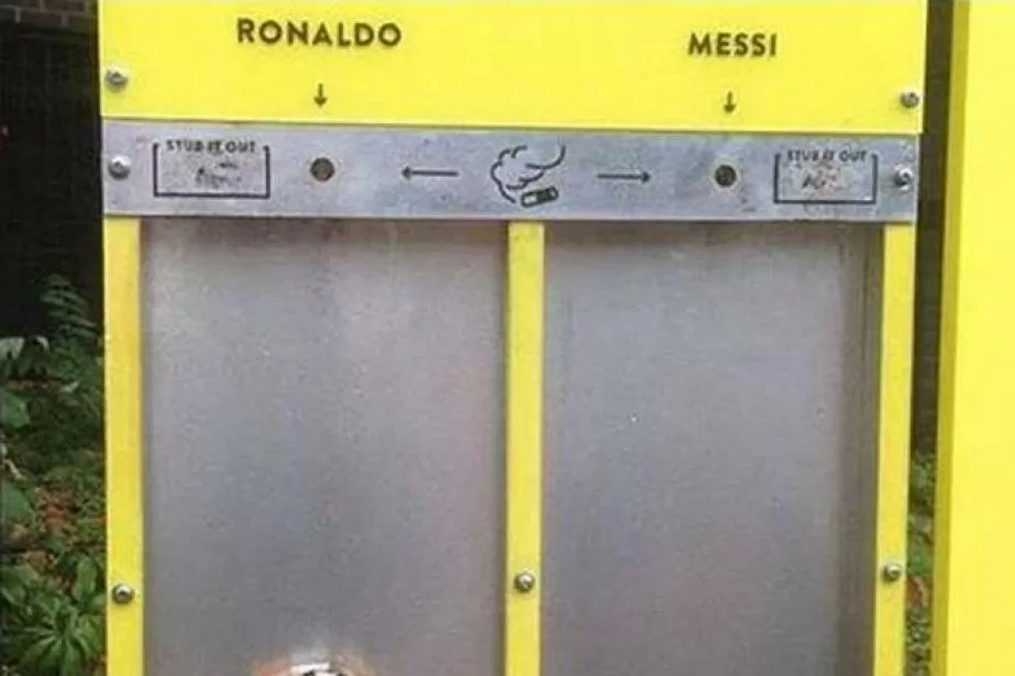 En Inglaterra instalaron un receptor de colillas de cigarrillo para cuidar la limpieza y votar por Messi o Cristiano