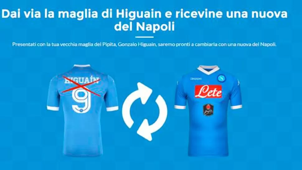 Sigue la bronca con Higuaín: cambian su vieja camiseta por una nueva de Napoli