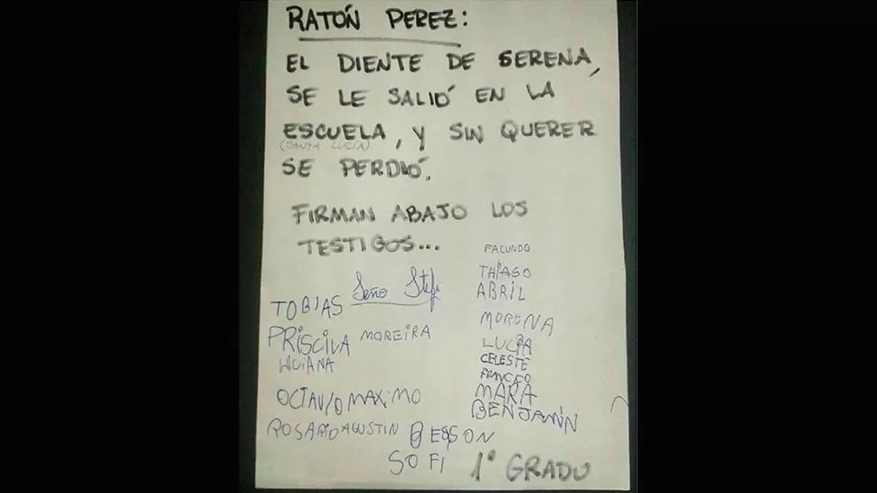 Una tierna carta al Ratón Pérez se viralizó en las redes