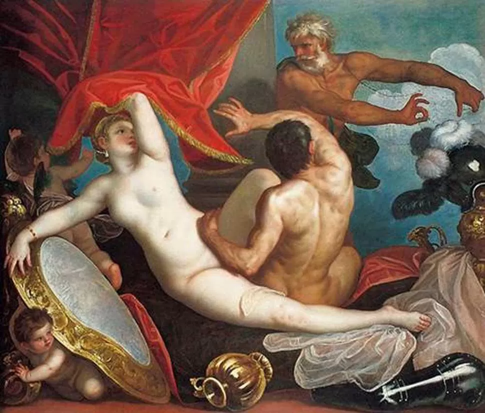 LOS CELOS EN LA MITOLOGÍA. Vulcano descubre a su esposa, Venus, que lo traiciona en su propio lecho con Marte.
