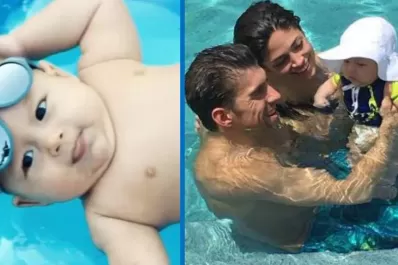 El hijo de Michael Pelphs ya tiene su video en una pileta