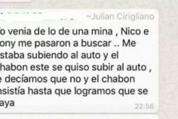 Uno de los rugbiers agresores de San Cirano se excusó por WhatsApp