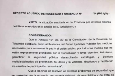 Manzur dictó un decreto para declarar la emergencia en seguridad