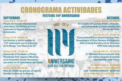 Conocé el cronograma de festejos de Atlético por su 114 aniversario