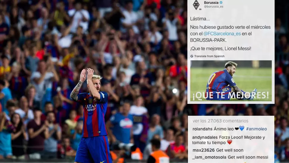 Messi agradeció los mensajes de apoyo por su lesión