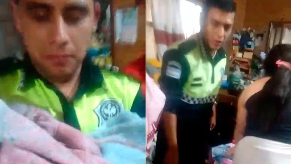 Video: una mujer dio a luz gracias a la colaboración de policías parteros